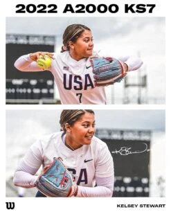 2022 Wilson A2000 Kelsey Stewart KS7 GM 12" Fastpitch Glove: WTA20RF22KS7 -Apparel Store 21 0486 Wilson USA Softball GM Kelsey Stewart Social 01