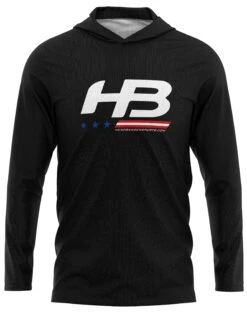 Headbanger Sports Exclusive Ultra Lightweight Long Sleeve Hoodies: Stars & Bars -Apparel Store BlackStarsBars