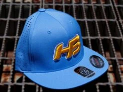 Headbanger Sports I8503 Cap America Flexfit Perforated Performance Hat: Powder Blue & Yellow -Apparel Store Blue2