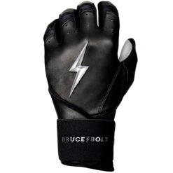 Bruce Bolt PREMIUM PRO Chrome Series Long Cuff Batting Gloves: Black -Apparel Store LC CHRB LEFT