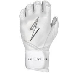 Bruce Bolt PREMIUM PRO Chrome Series Long Cuff Batting Gloves: White -Apparel Store LC CHRW LEFT