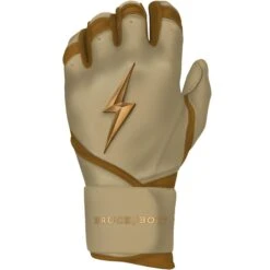 Bruce Bolt PREMIUM PRO Gold Series Batting Gloves: Long Cuff -Apparel Store LC GLD LEFT
