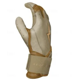 Bruce Bolt PREMIUM PRO Gold Series Batting Gloves: Long Cuff -Apparel Store LC GLD SIDE