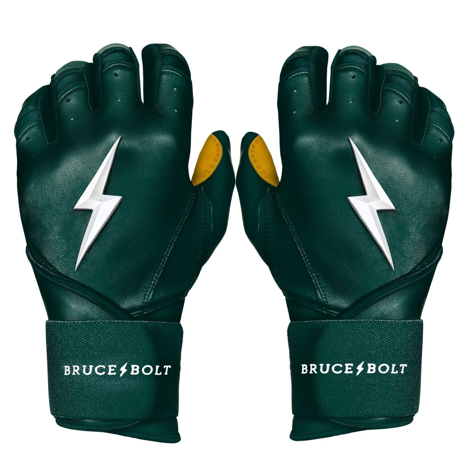 Bruce Bolt PREMIUM PRO Long Cuff Batting Gloves: Green 3 Bruce Bolt PREMIUM PRO Long Cuff Batting Gloves: Green