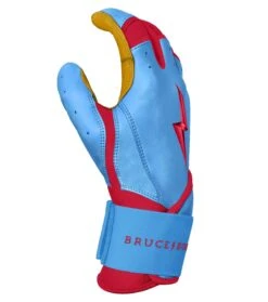 Bruce Bolt PREMIUM PRO BADER Series Long Cuff Batting Gloves: Baby Blue -Apparel Store LC HBB SIDE