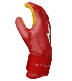 Bruce Bolt PREMIUM PRO Long Cuff Batting Gloves: Red -Apparel Store LC REDG SIDE
