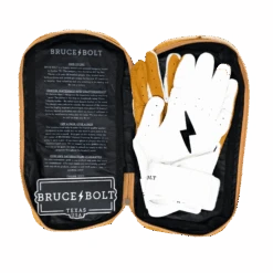 Bruce Bolt PREMIUM PRO Long Cuff Batting Gloves: White -Apparel Store LC WHTG BAG2