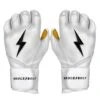 Bruce Bolt PREMIUM PRO Long Cuff Batting Gloves: White -Apparel Store LC WHTG HERO
