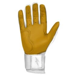 Bruce Bolt PREMIUM PRO Long Cuff Batting Gloves: White -Apparel Store LC WHTG PALM