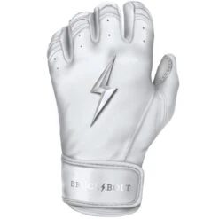 Bruce Bolt PREMIUM PRO Chrome Series Short Cuff Batting Gloves: White -Apparel Store SC CHRW LEFT