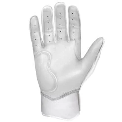 Bruce Bolt PREMIUM PRO Chrome Series Short Cuff Batting Gloves: White -Apparel Store SC CHRW PALM