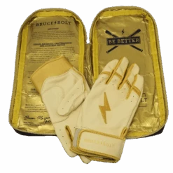 Bruce Bolt PREMIUM PRO Gold Series Batting Gloves: Short Cuff -Apparel Store SC GLD BAG2
