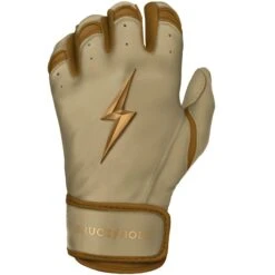 Bruce Bolt PREMIUM PRO Gold Series Batting Gloves: Short Cuff -Apparel Store SC GLD LEFT