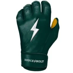 Bruce Bolt PREMIUM PRO Short Cuff Batting Gloves: GREEN 17 Bruce Bolt PREMIUM PRO Short Cuff Batting Gloves: GREEN -Apparel Store SC GRNG LEFT