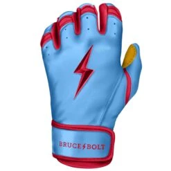 Bruce Bolt PREMIUM PRO BADER Series Short Cuff Batting Gloves: Baby Blue -Apparel Store SC HBB LEFT