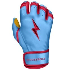 Bruce Bolt PREMIUM PRO BADER Series Short Cuff Batting Gloves: Baby Blue -Apparel Store SC HBB RIGHT