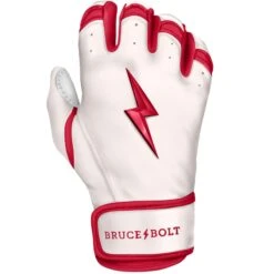 Bruce Bolt PREMIUM PRO BADER Series Short Cuff Batting Gloves: White -Apparel Store SC HBW RIGHT