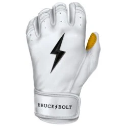 Bruce Bolt PREMIUM PRO Short Cuff Batting Gloves: White -Apparel Store SC WHTG LEFT