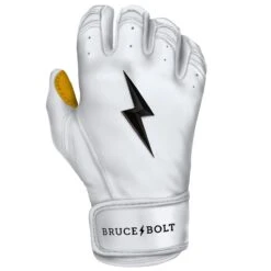 Bruce Bolt PREMIUM PRO Short Cuff Batting Gloves: White -Apparel Store SC WHTG RIGHT