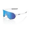 100% S2 Sunglasses Matte White - HiPER Blue Multilayer Mirror Lens -Apparel Store SP21 S2 60006 00006 3Q