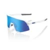 100% S3 Sunglasses Matte White - HiPER Blue Multilayer Mirror Lens -Apparel Store SP21 S3 60005 00006 3Q