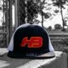 Headbanger Sports I8501 Cap America Flexfit Performance Trucker Mesh Back Hat: Black / White / Sunset -Apparel Store Sundset1
