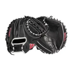 2022 Wilson A2000 M1DSS 33.5" Catcher's Mitt: WTA20RB22M1DSS -Apparel Store WBW100401 8 A2000 M1D C 335 Black White Red.png.cq5dam.web .1200.1200