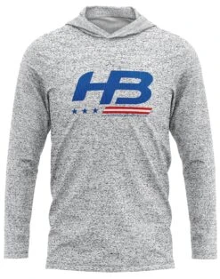 Headbanger Sports Exclusive Ultra Lightweight Long Sleeve Hoodies: Stars & Bars -Apparel Store WhiteHeather