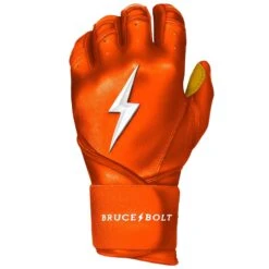 Bruce Bolt PREMIUM PRO Long Cuff Batting Gloves: Orange -Apparel Store premium pro long cuff batting gloves orange brucebolt 129041