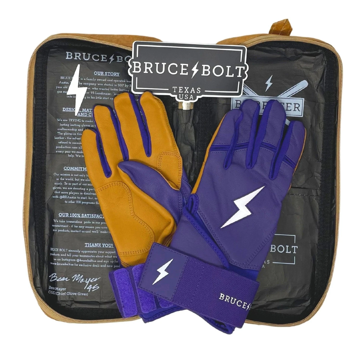 Bruce Bolt PREMIUM PRO Long Cuff Batting Gloves: Purple 7 Bruce Bolt PREMIUM PRO Long Cuff Batting Gloves: Purple - Image 5