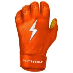 Bruce Bolt PREMIUM PRO Short Cuff Batting Gloves: Orange -Apparel Store premium pro short cuff batting gloves orange brucebolt 128747
