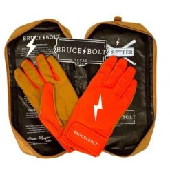Bruce Bolt PREMIUM PRO Short Cuff Batting Gloves: Orange -Apparel Store premium pro short cuff batting gloves orange brucebolt 666699